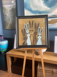 Happy 5 original in gold leaf by Helen Gee