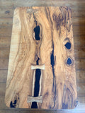 Live Edge English Oak and Black Resin Cottee Table by David Kenworthy