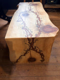 Live Edge English Elm Fractal Burn Coffee Table by David Kenworthy